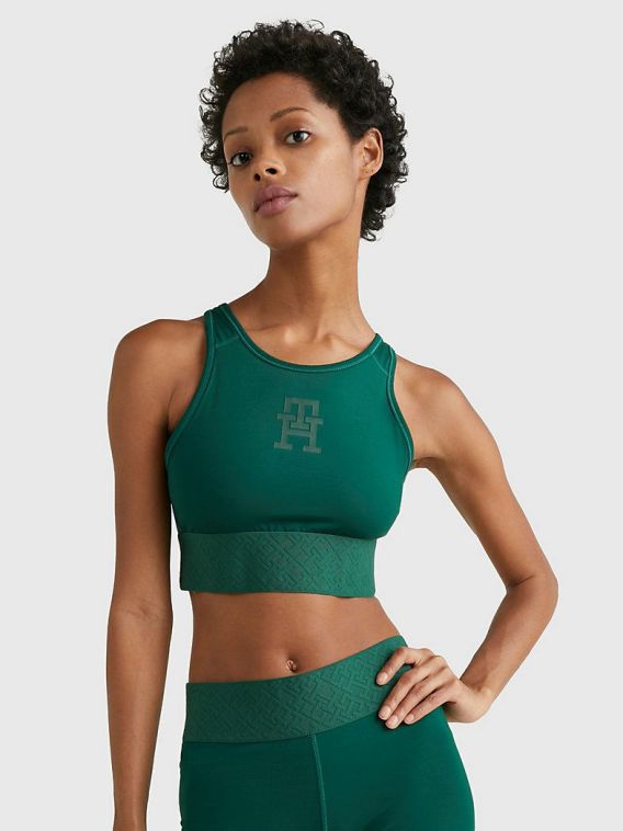 Dames Tommy Hilfiger Lingerie | Sport Th Cool Medium Support Bh Prep Green